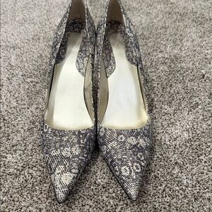Nine West Snakeskin Pattern Heels - Black and Cream
